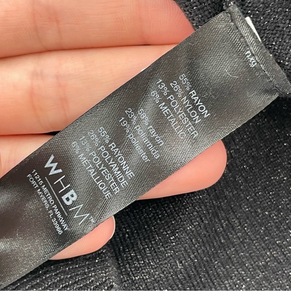 WHBM White House Black Market Womens Sweater Black Metallic Thread V-Neck S - Picture 4 of 5